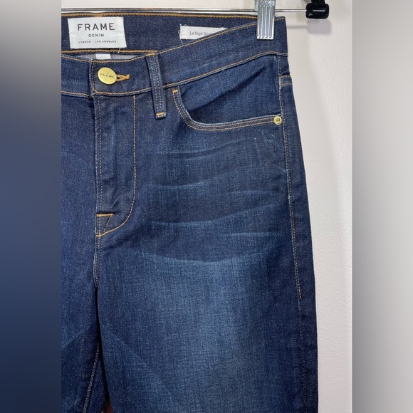 NWOT FRAME Jeans Women’s Size 25 LE HIGH STRAIGHT Blue Dark Wash - Picture 6 of 13